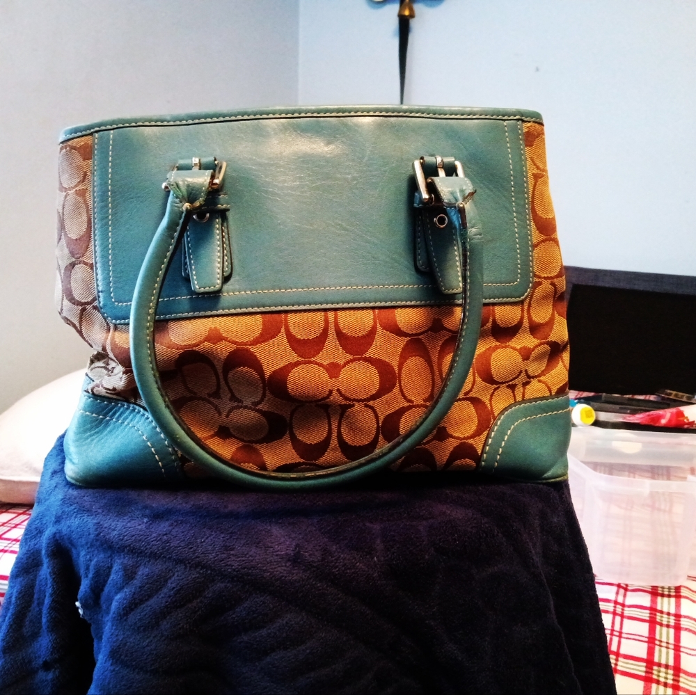 Coach Hampton Signature Jacquard Satchel